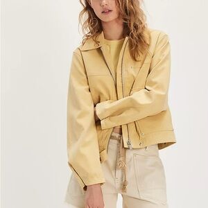 WE THE FREE Blair Vegan Suede Jacket in Straw light yellow size medium in stores